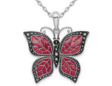 Purple Butterfly Charm Pendant Necklace in Sterling Silver with Chain